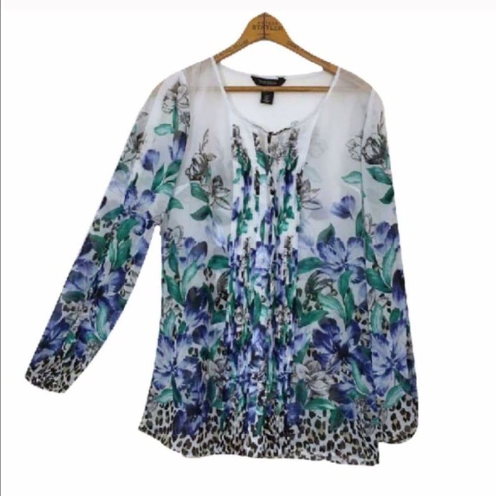 WHITE HOUSE BLACK MARKET chiffon floral tunic